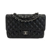 CHANEL CC Caviar Leather Jumbo Classic Double Flap Black / Silver Shoulder Bag