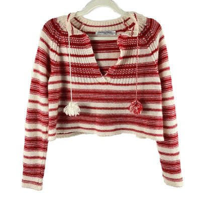 Christian Dior - Knit Cropped Stripe Tassel Sweater - White/Red - 36 US 4