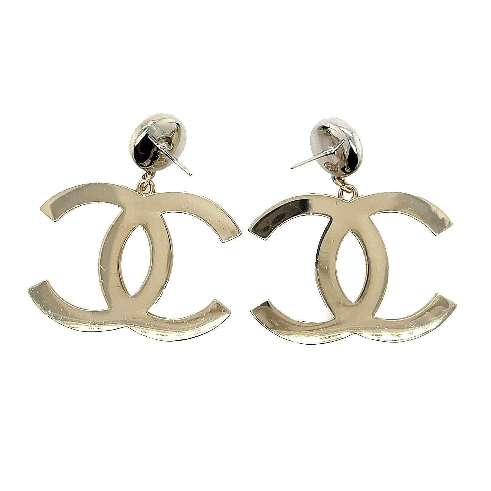 chanel cc logo earrings