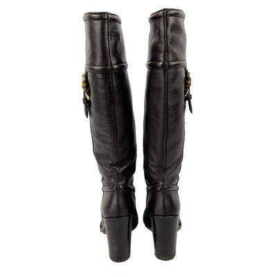 GUCCI - Bamboo Tall Knee Length Boots - Brown - Block Heel 37.5 Fits like US 7
