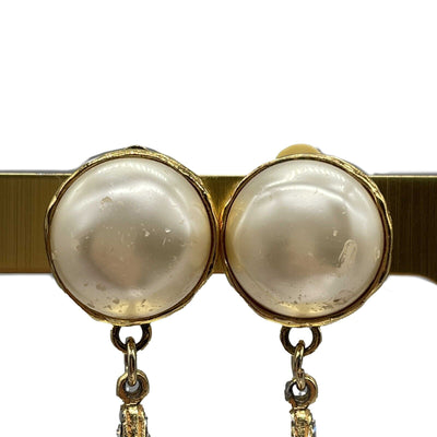 CHANEL - Vintage 1970s Faux Pearl Medallion CC 'CHANEL' Clip-On Earrin -  BougieHabit