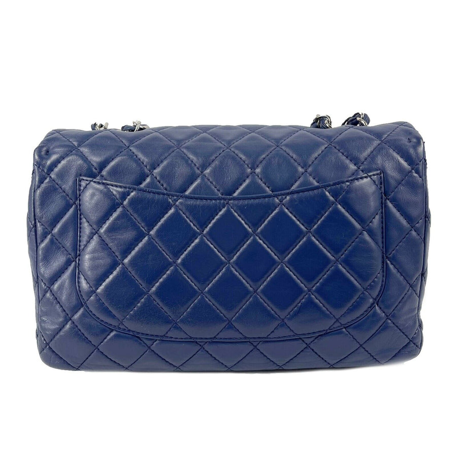 CHANEL - Classic 08 Single Flap Bag - Blue Quilted Lambskin Maxi Shoulder Bag