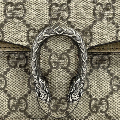 Gucci - Dionysus GG Supreme Super Mini Bag - Brown / Silver Chain Crossbody