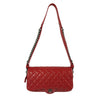 CHANEL - Red Crinkled Leather Boy Chain Flap Bag / Silver-Aged - Shoulder Bag