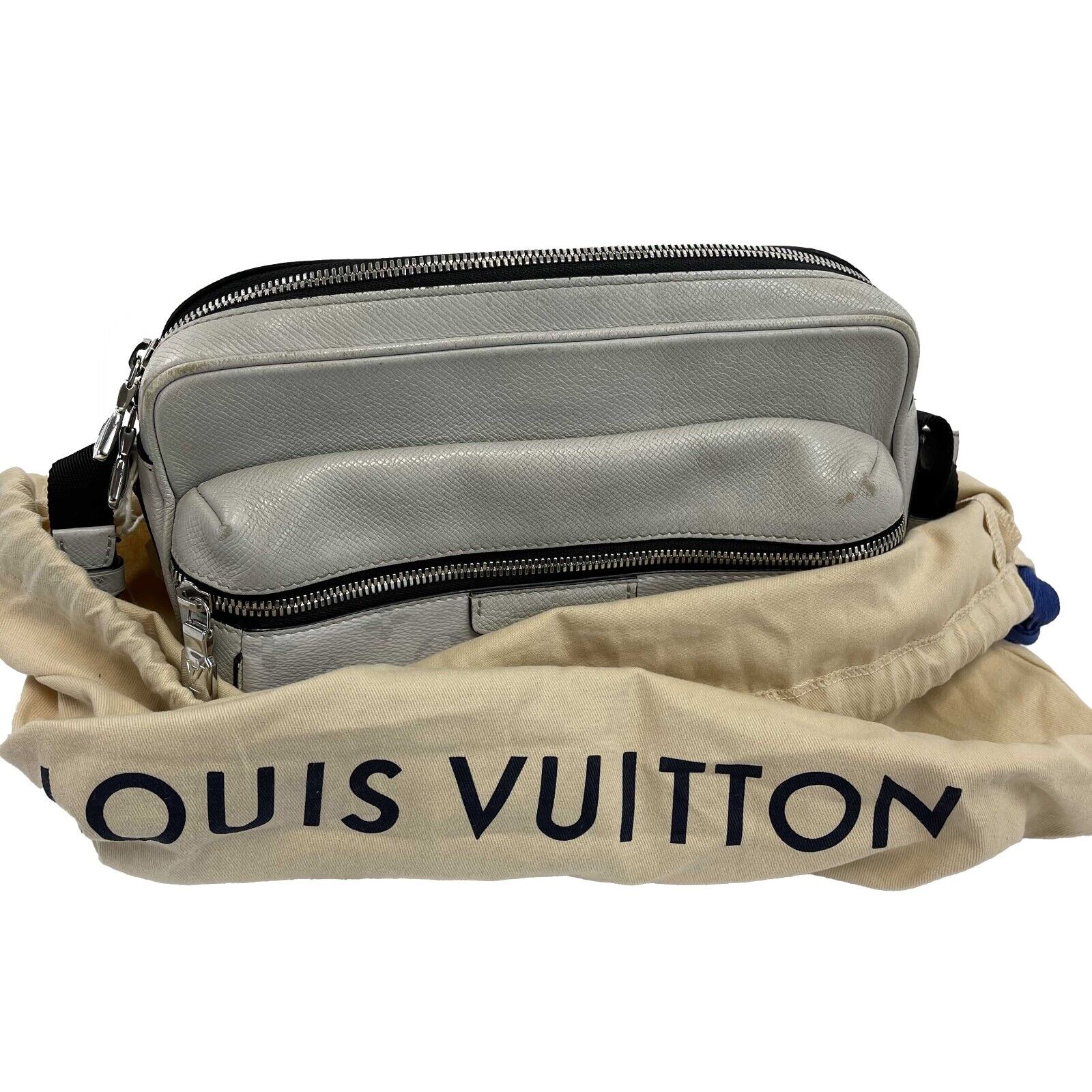Louis Vuitton Silver Taigarama Outdoor Messenger Silver Hardware, 2022 (Like New), Handbag