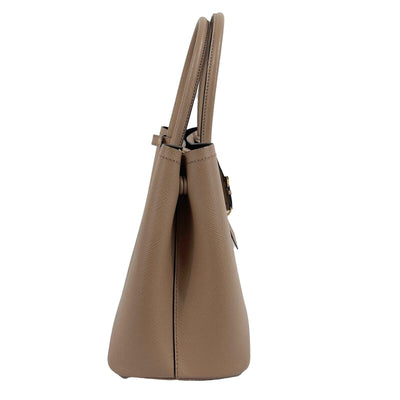 Prada - Small Saffiano Leather Double Bag Tote - Powder Pink / Black w/ Strap