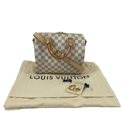 Louis Vuitton - New - Damier Azur Speedy 25 Bandouliere Top Handle Bag w/ Strap