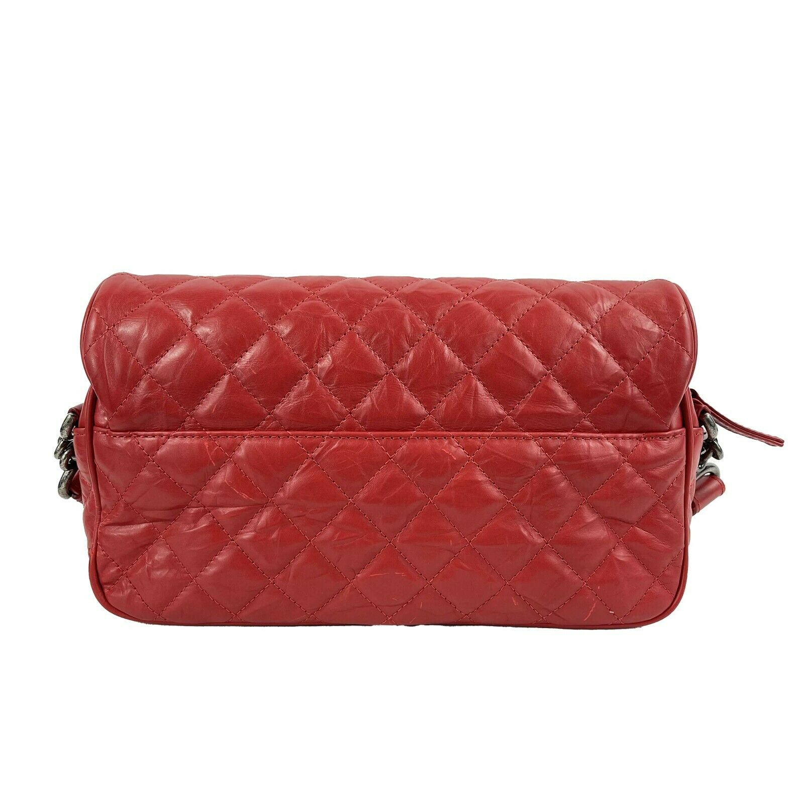 Chanel Red Quilted Caviar Leather On The Road Tote