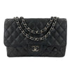 CHANEL - Jumbo Caviar Leather CC Classic Flap - Black / Silver Shoulder Bag