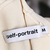 Self Portrait Bodycon Dress Ribbed Knit Open Shoulder Cream US M