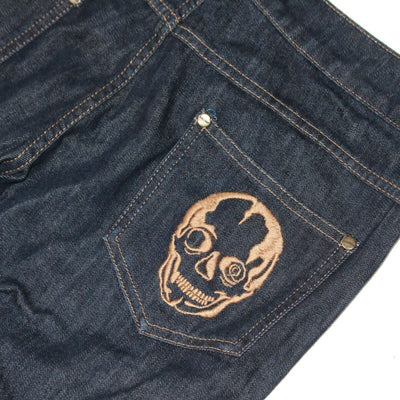 Alexander McQueen Low Cut Flare Jeans Skull Embroidered Pocket 44 US 8