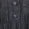 Prada Runway $5500 Suede Fringe Leather Jacket Navy Blue IT 40 US 4