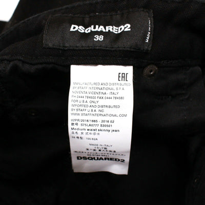 DSquared2 Women's Ankle Zip Skinny Jeans Black Denim Pocket Logo - 38 US 2