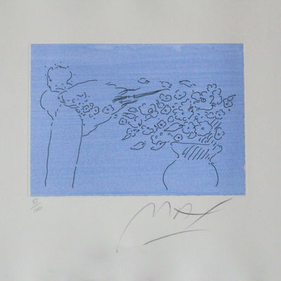 Peter Max Framed Angel & Vase Lithograph Blue Signed Numbered Art