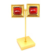 CHANEL- Vintage Stamped 25 Gripoix Square Clip On Earrings - Orange / Red / Gold