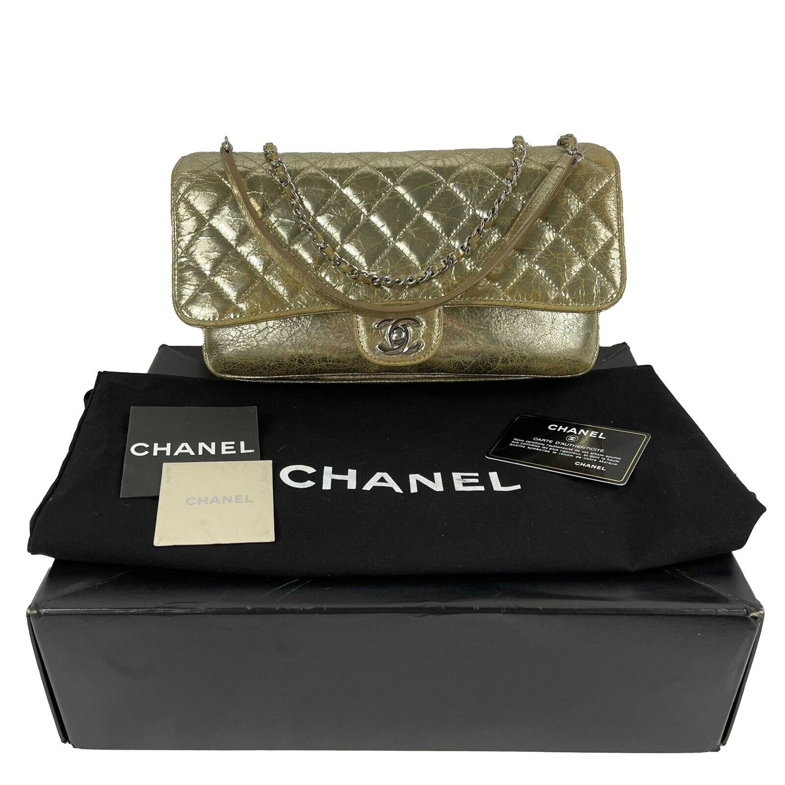 CHANEL Quilted Distressed Glazed Gold Leather Accordion Flap Shoulder -  BougieHabit