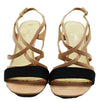 Chanel - Strappy Sandal Open Toe Heels - Satin Beige Black - CC Logo - US 8 - 39