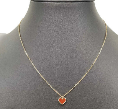 Van Cleef & Arpels-Sweet Alhambra heart Pendent 18K Carnelian-Rose Gold Necklace