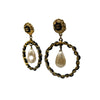 Chanel - Collection 27 Chain 1980s CC Gold Tone Pearl Clip-On Hoop Earring