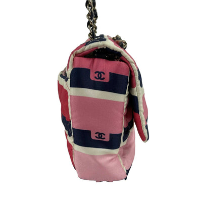 CHANEL 2021 Jumbo Print Graphic Pink Black Quilted Flap Shoulder Bag