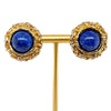 CHANEL - 93A Woven Chain Lapis Lazuli Cabochon Button Earrings Gold / Blue