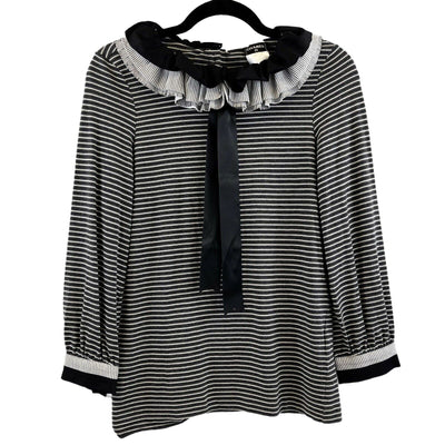 Chanel - 2008 Fall/Winter Grey-White Striped Blouse - Detachable Collar 36 US 4