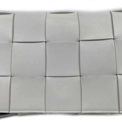 Bottega Veneta - Off White Intrecciato-Woven Cassette Lambskin Shoulder Bag