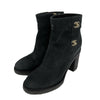 CHANEL - CC Turnlock Leather Heeled Booties - Black, Gold - 36.5 US 6.5