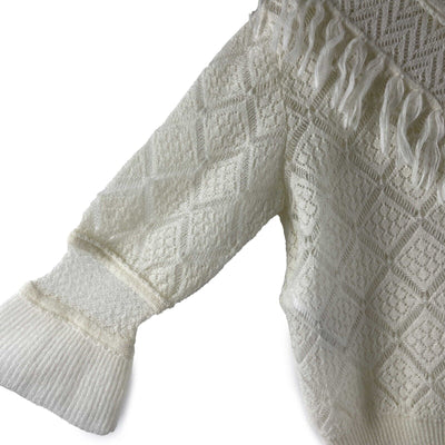 Christian Dior - Western Prairie Wool Fringe Sweater - Ivory - 34 - US 2