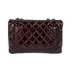 CHANEL Quilted Bordeaux / Silver Patent Leather Jumbo Single Flap Shoulder Bag