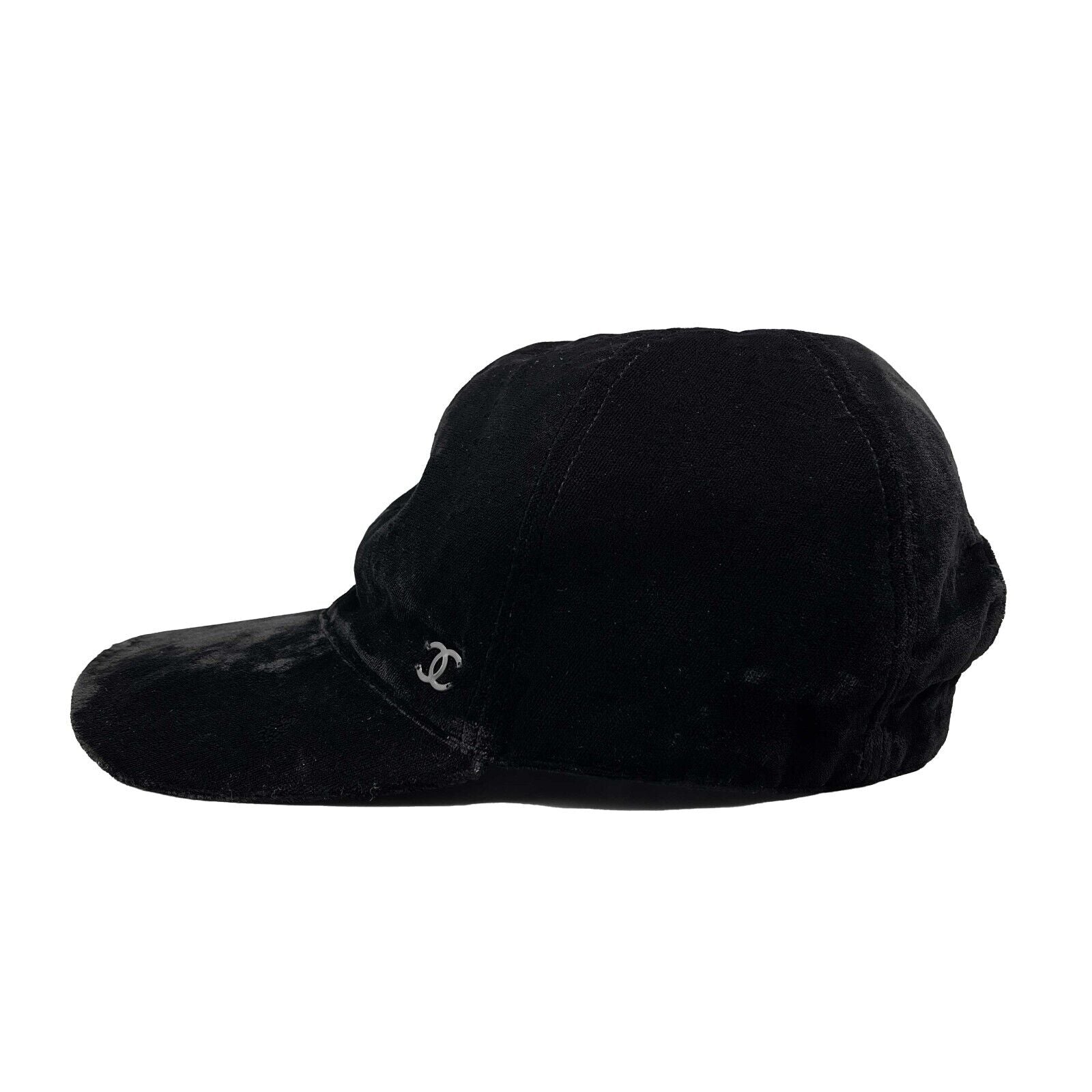 CHANEL - Interlocking CC Black Velour Baseball Hat - M - BougieHabit