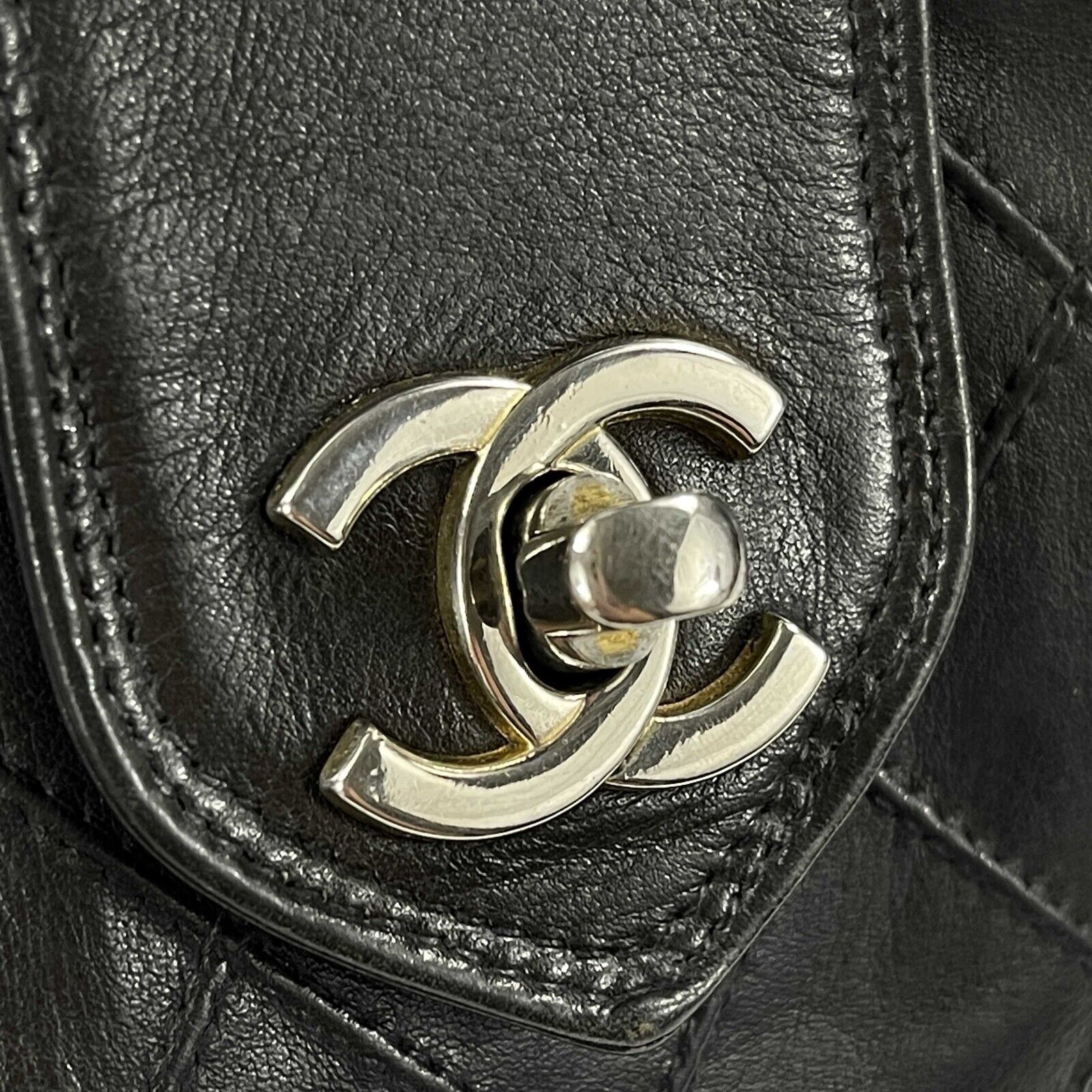 CHANEL - Vintage Quilted Lambskin Supermodel Black Medium CC Shoulder Bag