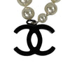 CHANEL - CC Logo Charm Black White Pearl Layered Necklace