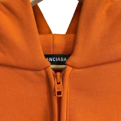 Balenciaga - Orange Crew Print Oversized Zipped Hooded Jacket - Size XS