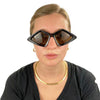 Gucci - New w/ Tags - Acetate Geometric Cat Eye GG0496S Black/Brown Sunglasses