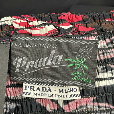 PRADA - Tropical Island Print Black Midi Printed Skirt - 38 US 2