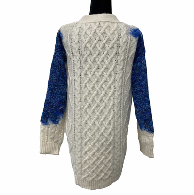 Valentino - Runway Cream / Blue Orchid Intarsia Sweater Coat - S