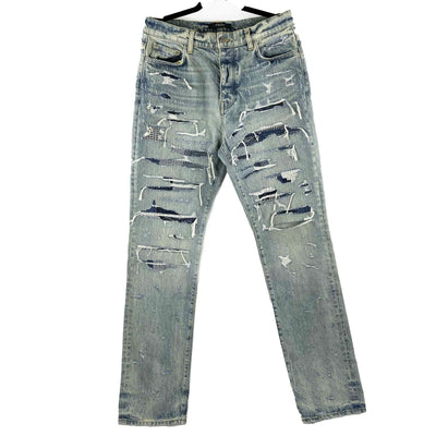 Amiri - New - Indigo Boro Repair Jeans - Distressed Blue - 32 - Pants