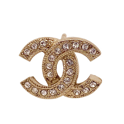 Chanel - 18V CC Logo Classic Timeless Mini Crystal Earrings