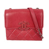 CHANEL - Mini Square Flap Quilted Lambskin Shoulder Crossbody - Pink / Silver