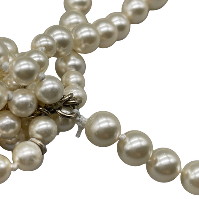 CHANEL - New w/ Tags - B14 White Faux Pearl Multi-Stranded Lavalier CC Necklace