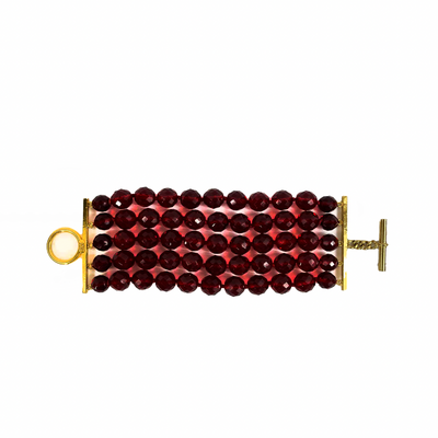 CHANEL - Collection 29 - Vintage Faceted Bead Multi Layered Red Bracelet