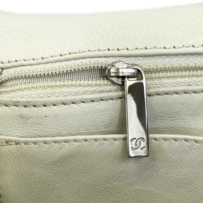 Chanel - Classic Flap - Ecru / Silver Tone CC Turnlock Crossbody / Shoulder Bag