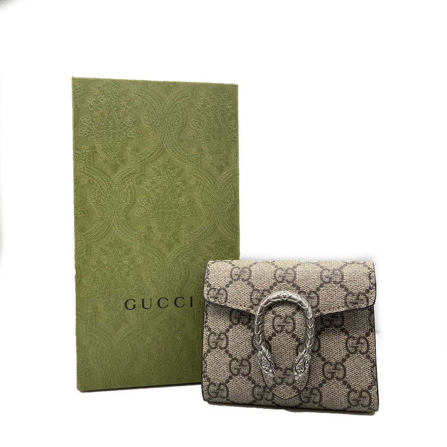 Gucci - Excellent - Dionysus Card Case Wallet - Brown/ Silver