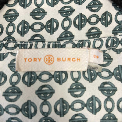 Tory Burch - Excellent - Chain Short Sleeve Shirt - White, Green - Small - Top