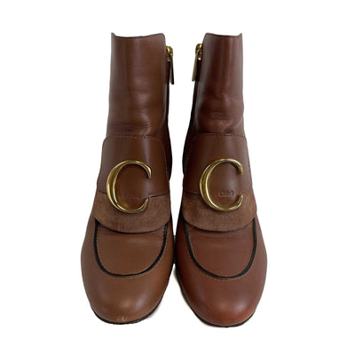 Chloe - Heeled C-Logo Boots - Rose Brown - EU 38.5 / US 7.5 - Shoes