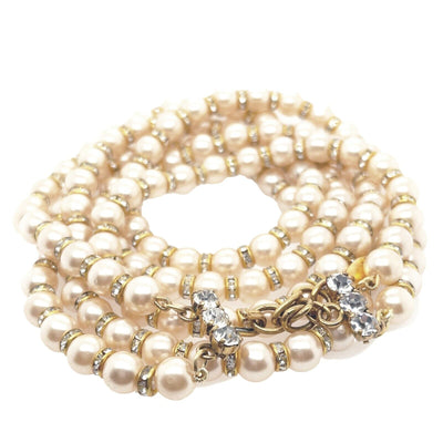 CHANEL - Pearl Rondelle Strass Double Layer Adjustable - Gold-Tone Necklace