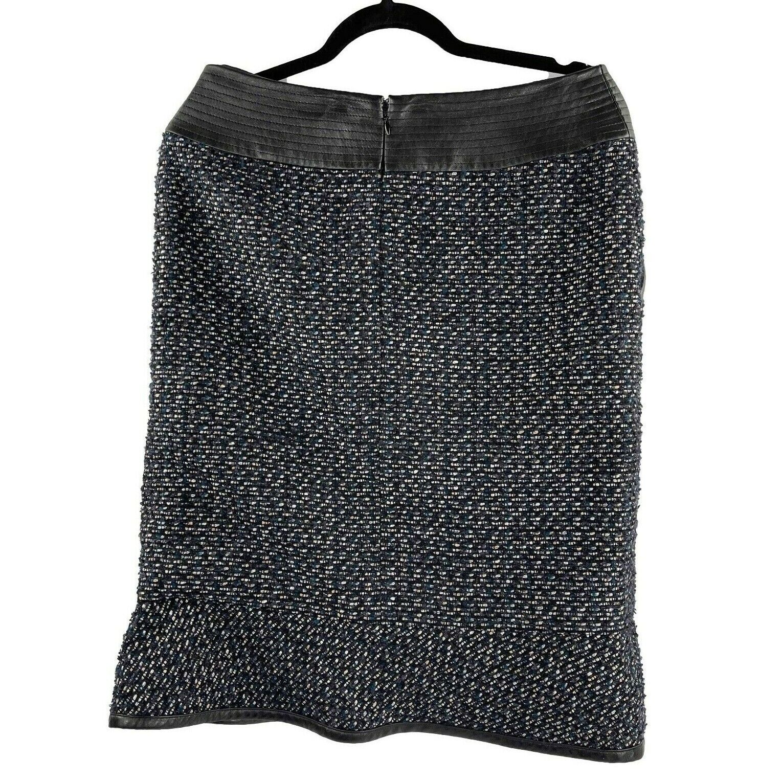 Chanel 02A Leather Trim Tweed Jacket/Skirt Suit Set - Navy Multi Metal -  BougieHabit