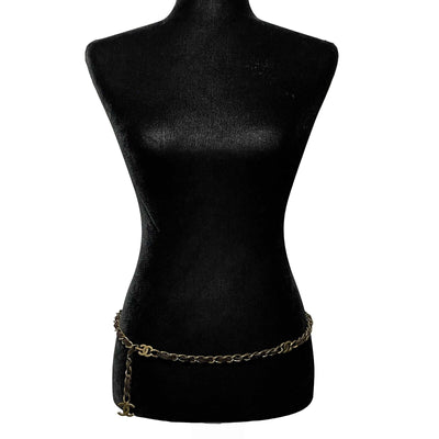 CHANEL - Vintage 97A 90s CC Chain Metal Suede Leather Belt - One Size