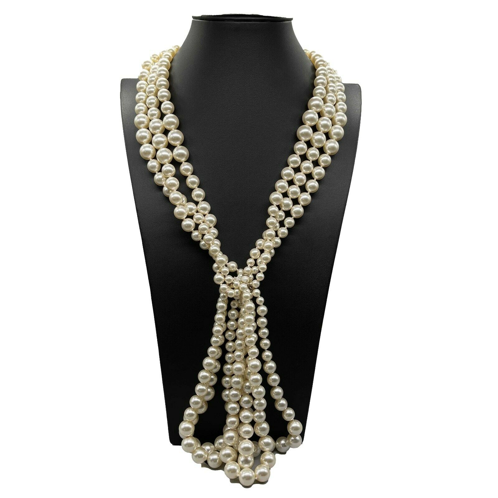 CHANEL - New w/ Tags - B14 White Faux Pearl Multi-Stranded Lavalier CC  Necklace